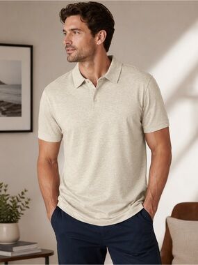 Free Assembly Men’s Luxe Everyday Polo XL Tan Heather 100% Cotton NWT